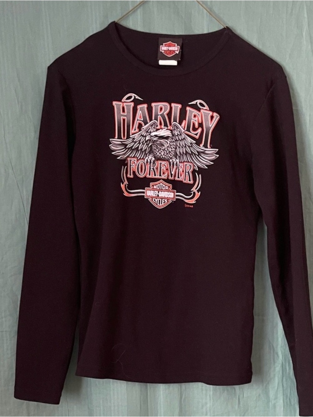 Harley-Davidson Black and Orange Ladies Graphic Long Sleeve